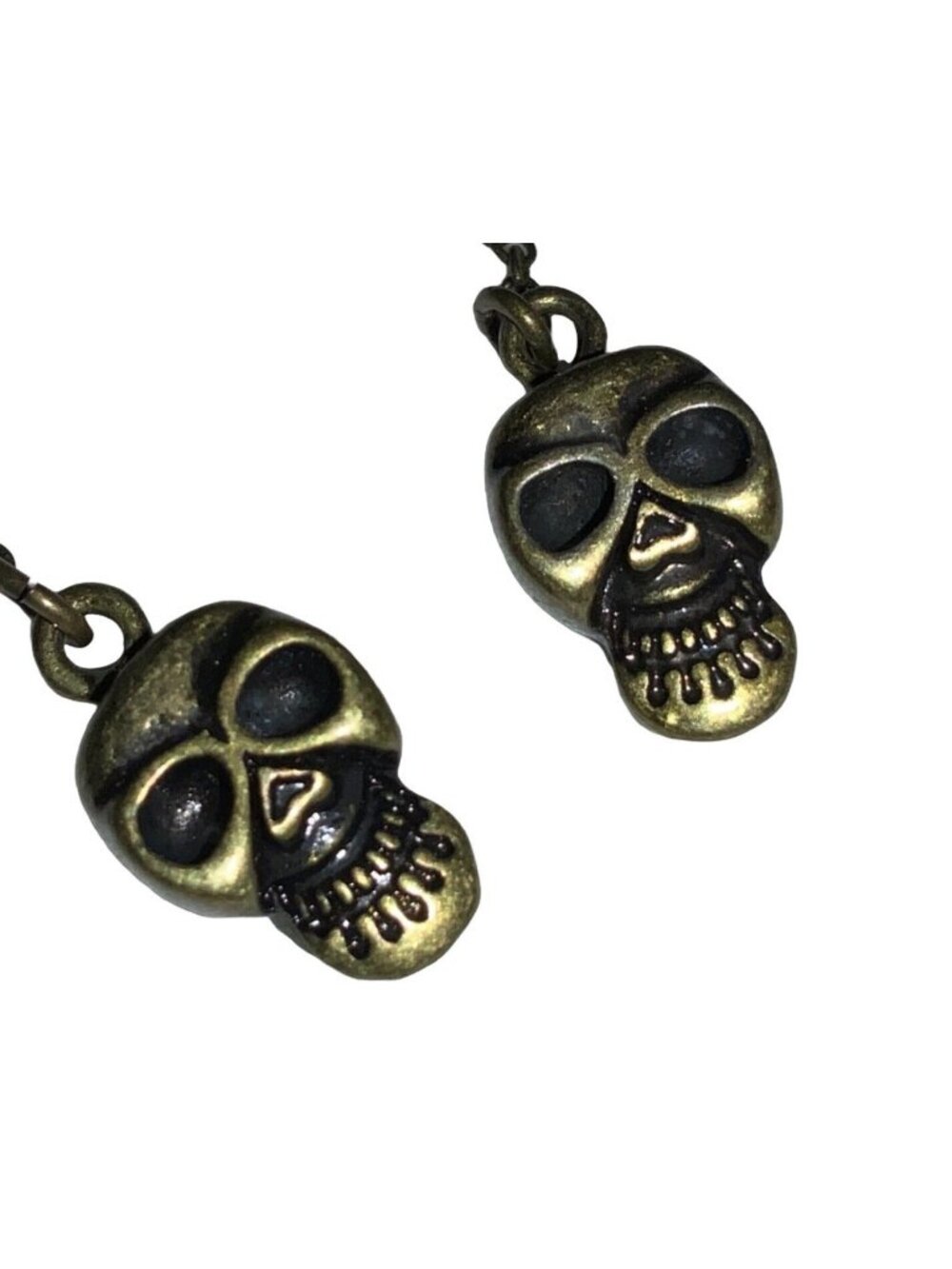 Avon Halloween Motif Earrings Skull  metal 2.5" chain drop Never worn